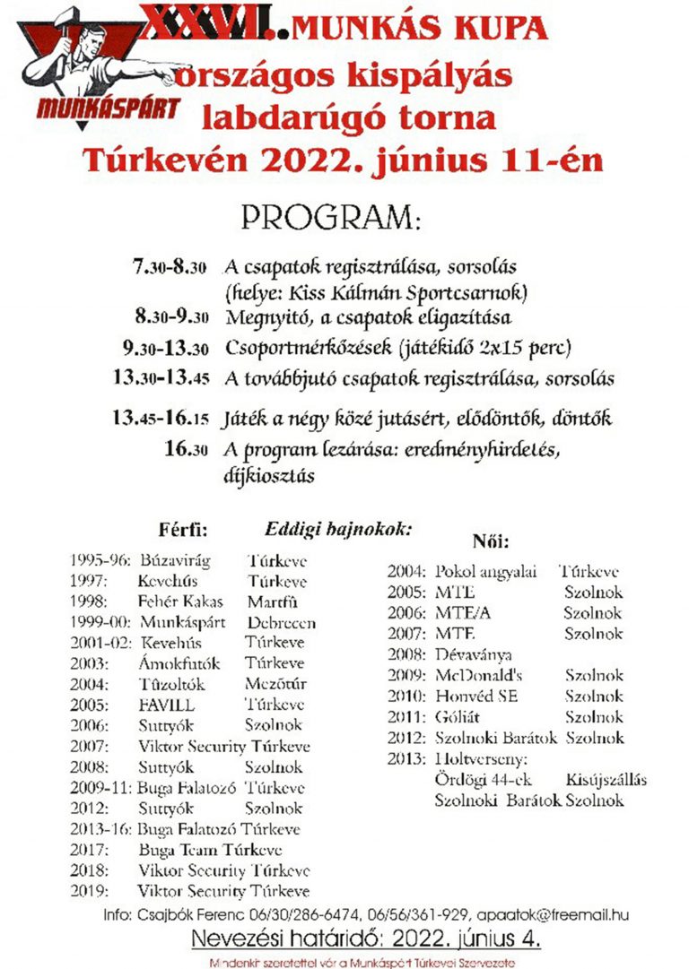 Június 11 Munkáskupa Túrkevén