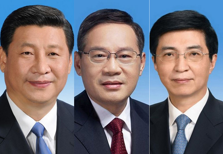 A három legfőbb kínai közjogi méltóság Hszi Csin-ping, Li Csiang, Wang Huning