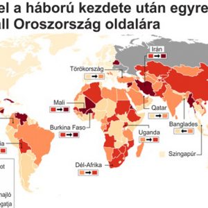 Frissült a térkép, ami Kijev és Moszkva támogatóit mutatja