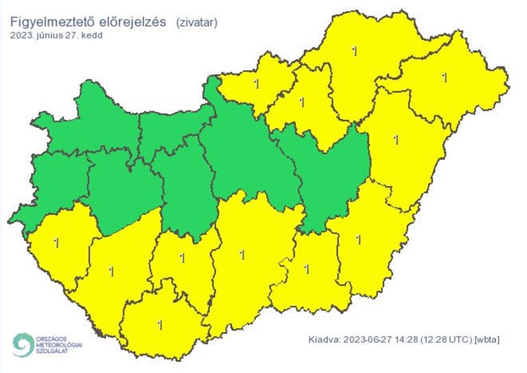 A fél országra kiadták a figyelmeztetést, heves zivatarok jönnek