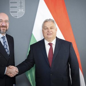 Orbán Viktor a Karmelita kolostorban fogadta az Európai Tanács elnökét