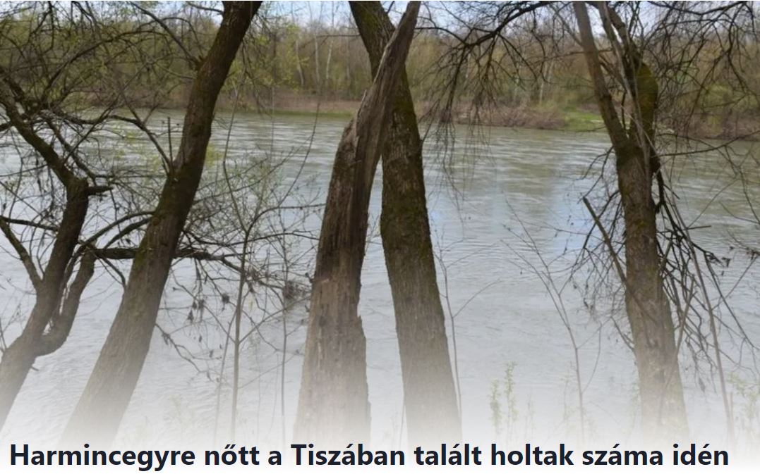 Harmincegyre nőtt a Tiszában talált holtak száma idén