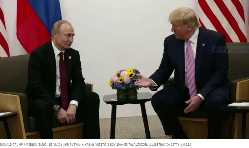 DONALD TRUMP AMERIKAI ELNÖK ÉS VLAGYIMIR PUTYIN, A KREML VEZETŐJE EGY 2019-ES TALÁLKOZÓN. ILLUSZTRÁCIÓ: GETTY IMAGES
