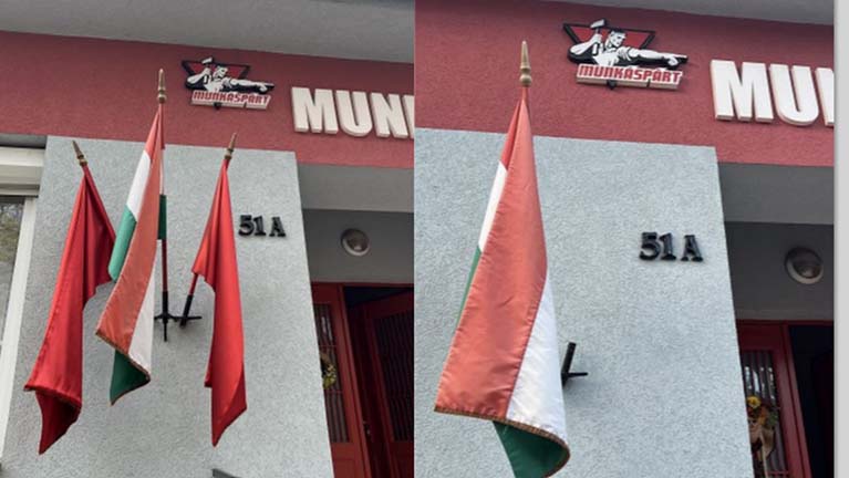 Vörös zászlókat loptak le a Munkáspárt székházáról