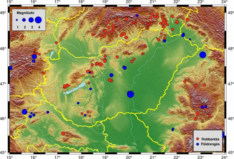 Itt érezték a földrengéseket! Forrás: Kövesligethy Radó Szeizmológiai Obszervatórium