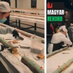 Rekordhosszú, 184 méteres fatörzs sütemény készült Esztergomban a Kolping iskola közreműködésével. Forrás: Erős Gábor / Közösségi oldala