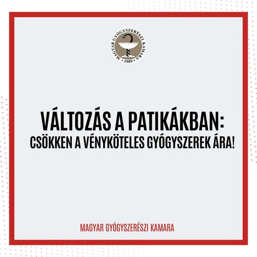 Szeptember 1-jétől olcsóbbak lesznek a vényköteles gyógyszerek