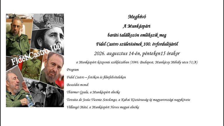 Módosul a Castro-100 rendezvény időpontja. Új időpont: augusztus 14-én, pénteken 15 órakor!