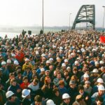 Nagyszabású demonstráció az autóiparért Győrben, német, osztrák, lengyel tiltakozókkal. Fotó: IG Metall